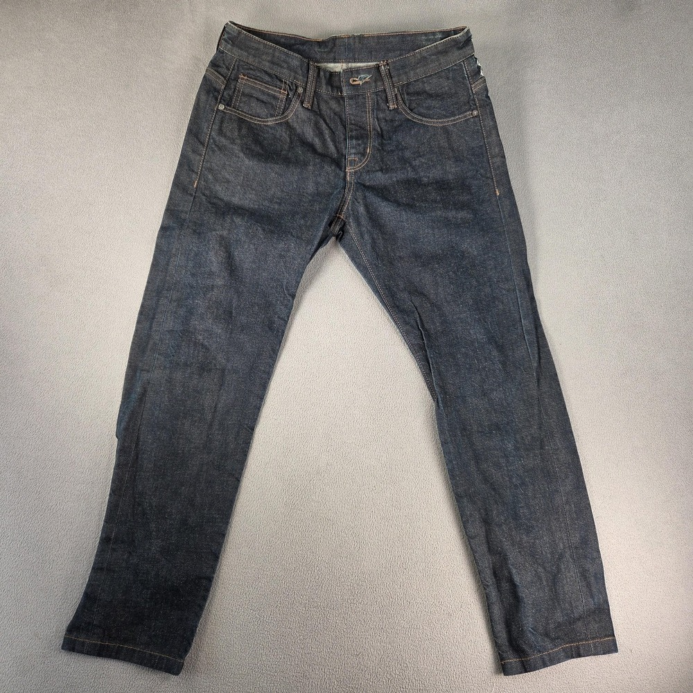 TOPTEN Jeans Mens 30 Dark Indigo Raw Selvedge Denim Slim Tapered‎ Stretch Blue